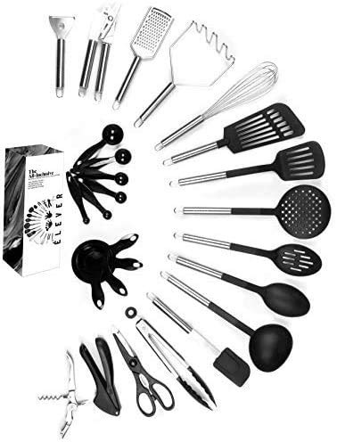 Kitchen Utensil Set - 11 Kitchen Gadgets & Cooking Utensils. Stainless Steel Kitchen Utensils for Nonstick Cookware Set. Spatula Set. Best Kitchen Tools Apartment Essentials Gifts for him
