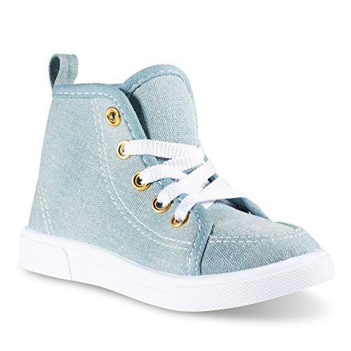 Book Cover Chillipop Fashion High-Top Canvas Sneakers - for Girls Boys Youth, Toddlers & Kids Light Blue
