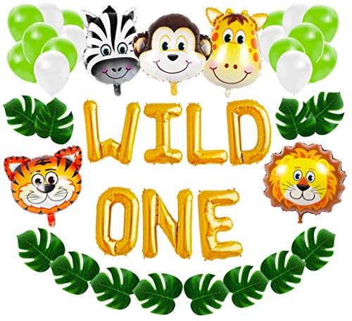 Book Cover Wild One First Birthday Balloon Decoration Kit, 1st Boy Girl Theme Bday Party Banner Decoration Set