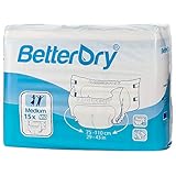 BetterDry Adult Briefs, Poly-Backed with a Thick Core Keeps You Dry All Day and Night, Comfortable and Full Range of Movement (Large, 15 Pads)