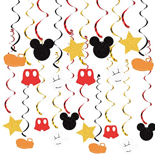 Book Cover 20 PCS Mouse Hanging Swirls Decorations, Mouse Hanging Swirls Ceiling Streamer Decoration for Baby Shower Birthday Party Mouse Theme Party Supplies