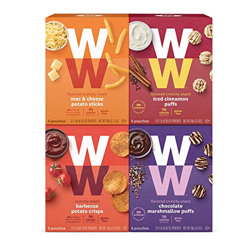 WW Sweet and Savory Crunchy Variety Pack, Barbecue, Mac & Cheese, Chocolate Marshmallow & Iced Cinnamon Puffs, 2 SmartPoints- 5 of Each Flavor (20 Count Total) - Weight Watchers Reimagined