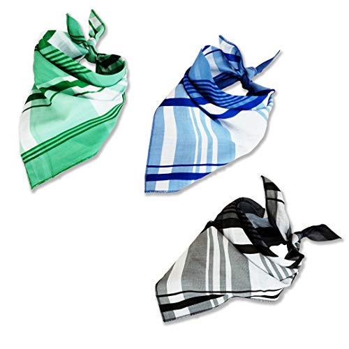 Thome Dog Bandanas - 3 Pcs in Pack Lightweight, Bright Colored, Washable Bibs - Plaid Triangle Dog Scarfs for Small to Medium Sized Dogs, Cats, and Pets - Cute Puppy and Pet Bandana Kerchief