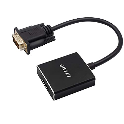 Book Cover Giveet VGA to HDMI Adapter for Monitor TV, Active 1080P Video Output with Audio, VGA to HDMI Converter (Male to Female) Compatible with PC, Computer, Laptop, Projector, Desktop, DVD, Plug n Play