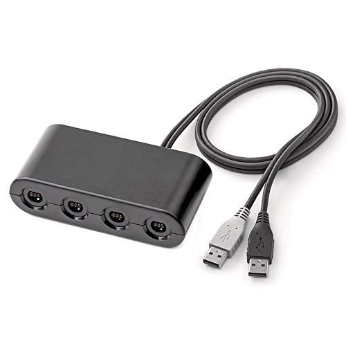 Book Cover Gamecube Controller Adapter, Super Smash Bros Gamecube Adapter for Wii U, Nintendo Switch and PC. Support Trubo and Vibration, No Drivers Needed, Plug & Play.