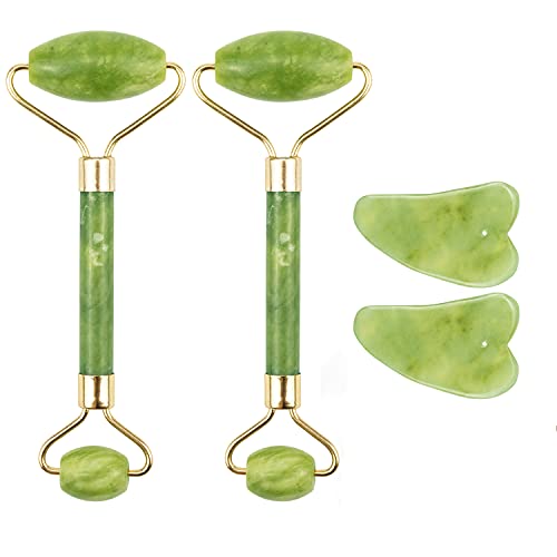 EAONE 4 in 1 Gua Sha Facial Tools, Jade Roller Face Roller Skin Care Tools Massage Roller Eye Treatment Beauty Products for Face, Eye, Neck Body Muscle Relaxing Relieve Wrinkles