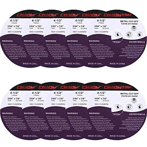CHAOWISH Cut off Wheel 4 1/2 inch- 10 Pack Cutting Wheel, Cutoff Wheel, 7/8 inch Arbor, 3/64 inch Thick