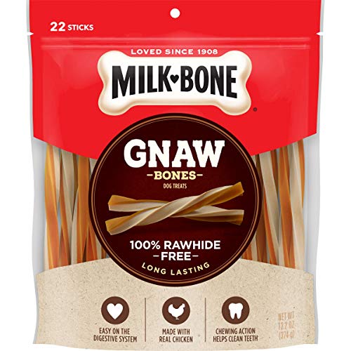 Milk-Bone Gnaw Bones Rawhide Free Chew Treats for Dogs, Chicken, 22 Small Sticks