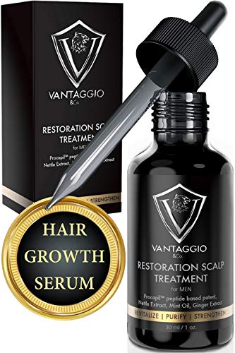 Hair Growth Serum and Scalp Treatment - Hair Loss Treatments for Men â€“ Thickening DHT Blocker Fight Thinning and Alopecia - Contains Ginger Castor Oil Aloe Vera and Peppermint - 1oz