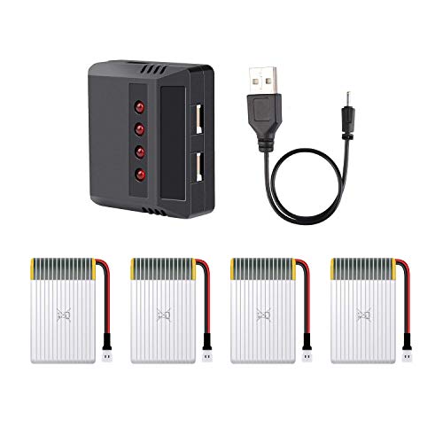 SNAPTAIN S5C Drone Battery 3.7v 550mAh Lipo Battery for S5C Drone X708W Drone S5 Drone Syma X5SW Syma X5C-1 X5SC-1 JJRC H42 H23 Goolrc T32 UDI U45 RC Quadcopter (4Pack)