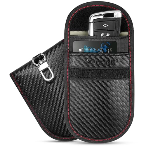 Faraday Bag for Key Fob (2 Pack), TICONN Faraday Cage Protector - Car RFID Signal Blocking, Anti-Theft Pouch, Anti-Hacking Case Blocker (Carbon Fiber Texture)