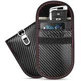 TICONN 2PK Faraday Bags for Car Keys Fob, 3.5''X5.0'' Faraday Cage Protector, Car RFID Signal Blocking, Anti-Theft Pouch Anti-Hacking Case Blocker (Carbon Fiber)