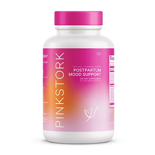 Book Cover Pink Stork Postpartum Mood Support: Balance Hormones with Ashwagandha, Recovery with Prenatal Vitamins, Postpartum Essentials Formulated for Breastfeeding, Women-Owned, 60 Capsules