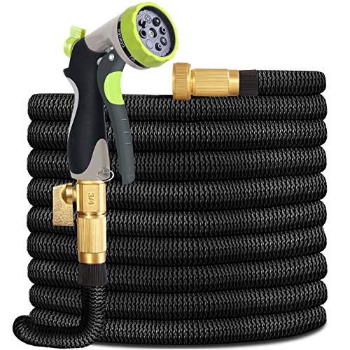 Book Cover Garden Hose Lightweight Durable Flexible Water Hose with 3/4 Nozzle Solid Brass Connector and High Pressure Water Spray Nozzle Expanding Hoses (50)