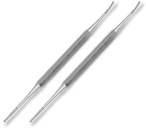 Ingrown Toenail File - Double Sided - Professional Surgical Grade - 100% Stainless Steel - Perfect for Salon and Home Use - (2-Pack)