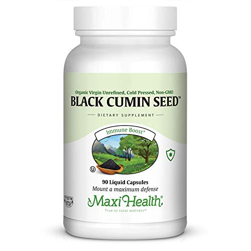 Maxi Health Black Seed Oil Supplement 90 Servings - Cold-Pressed Organic Black Cumin Seed Capsules Non-GMO | Natural Nigella Sativa Herb