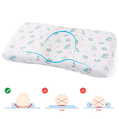 Book Cover Baby Pillow for Sleeping, Mokeydou Infant Head Shaping Pillow Prevent Flat Head Syndrome, Memory Foam Newborn Round Pillow for 0-2T Baby Girl & Boy with Washable Cotton Pillow Cover (Giraffe)