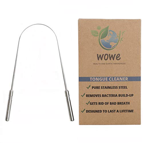 Book Cover Tongue Scraper Cleaner - Medical Grade Stainless Steel Metal - Get Rid of Bacteria and Bad Breath - by Wowe LifeStyle Products