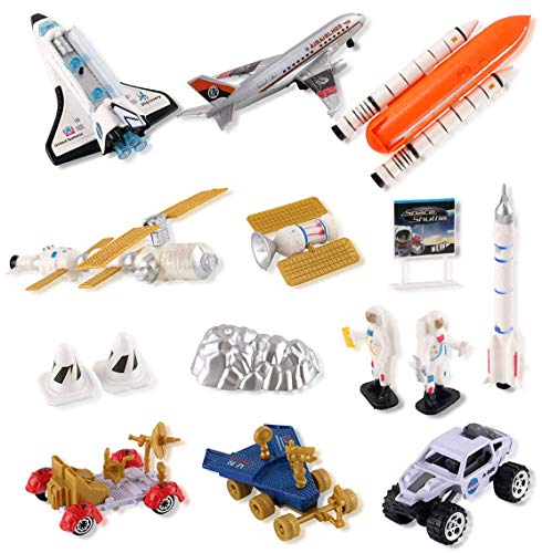 PowerTRC Educational Space Shuttle Playset with Rocket Ship, Space Vehicles, Space Explorers and Satellites
