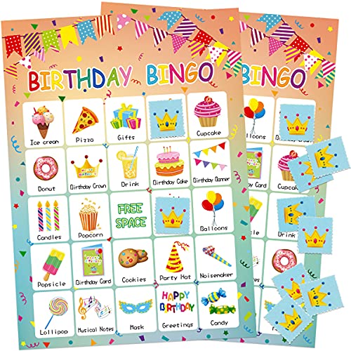 Book Cover FANCY LAND Birthday Bingo Game 24 Players for Kids Party Game Supplies