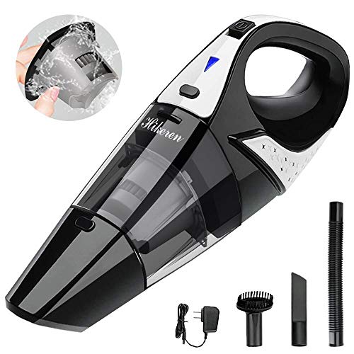 Handheld Vacuum,hikeren Cordless Vacuum Cleaner, 12V 100W with Quick Charge, Light Weight Portable Hand Held Vacuum, Durable Stainless Steel Filter, Carry Bag, Black