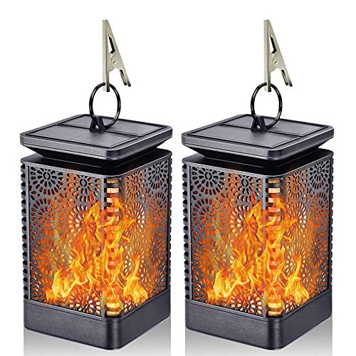 Book Cover Solar Lantern Lights Dancing Flame Waterproof Outdoor Hanging Lantern Solar Powered Umbrella Led Night Lights Dusk to Dawn Auto on Off Landscape Decorative for Garden Patio Deck Yard Path 2 Pack