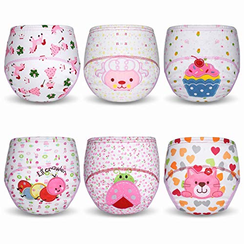 HaimoBurg 6 Pack Baby Toddler Potty Training Pants Reusable Underwears Diapers Girl 24-36 Months