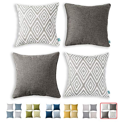 Book Cover HPUK Decorative Throw Pillow Covers Set of 4 Geometric Design Linen Cushion Cover for Couch Sofa Living Room, 18
