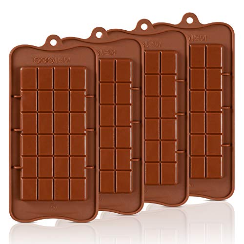 Book Cover Chocolate Molds Silicone - Candy Molds Break-Apart Silicone Chocolate Molds Protein and Engery Bar Silicone Molds Pack of 4