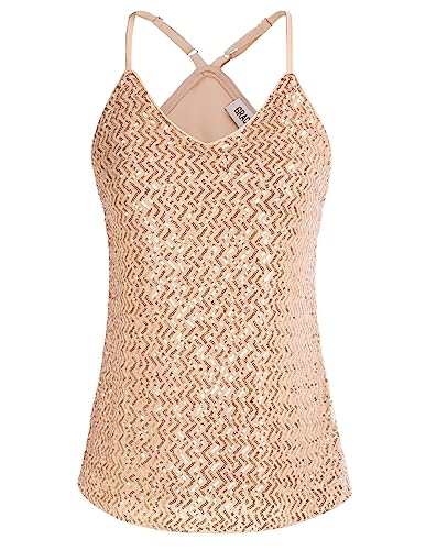 GRACE KARIN Women's Sleeveless Sparkle Shimmer Camisole Vest Sequin Tank Tops