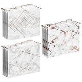 Y YOMA 12 Pack Rose Gold Hanging File Folders Letter Size Decorative File Folder Cute Pretty Hanging Folder Organizer for Filing Cabinet Office Home with 1/5-Cut Adjustable Tabs, 3 Marble Design