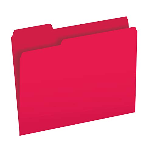 File Folder - Letter Size - 1/3 Top Tab with Assorted Positions - Red - Box of 100