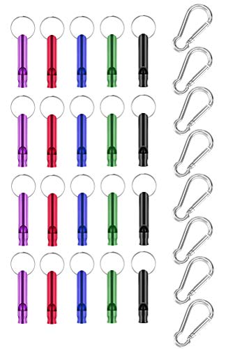 TruePower 40-0455 Aluminum Emergency Whistle/Survival Whistle with Keychain (20 Whistles + 8 carabiners)