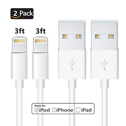 Book Cover 2PACK Apple iPhone/iPad Charger Cord Lightning to USB Cable[Apple MFi Certified] Compatible iPhone Xs, Xs Max, XR,X,8,7,6,6 Plus, SE, 5s,5c,5,iPad Mini/Air/Pro Original Certified (White 3.3FT)