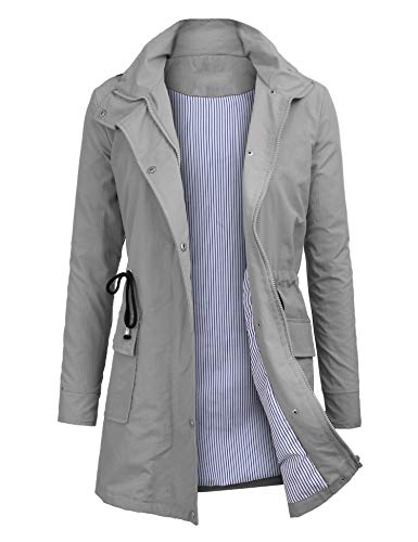 OUTAD Women's Rain Jacket Windbreaker Lightweight Waterproof Raincoats Outdoor Hooded Trench Coats