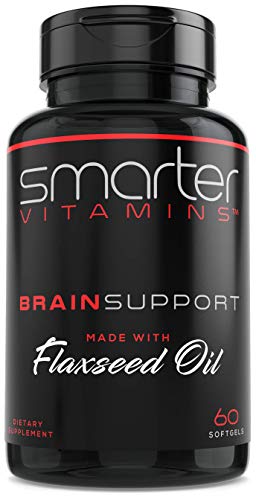 Smarter Brain Support Nootropic Supplement, Brain Booster & Memory Support, Made with Alpha-GPC, L-Tyrosine & Acetyl L-Carnitine ALCAR, Flaxseed Oil, ALA DHA Brain Booster 60 Softgel Energy Pills