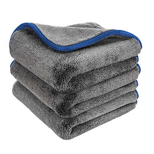 Microfiber Towels for Cars, Healsell Car Drying Towel, Premium Professional Soft Microfiber Drying Towel, 1200 GSM Ultra Thick - Lint Free Microfiber Car Towels 16'' x 16'' (3 Pack)