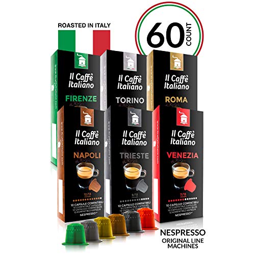 Book Cover Il Caffé Italiano Coffee | Capsules Compatible with Nespresso OriginalLine | Certified Genuine Tour D'Italia Variety Pack | 60 Espresso Pods | Roasted in Messina, Italy | Happiness Guaranteed