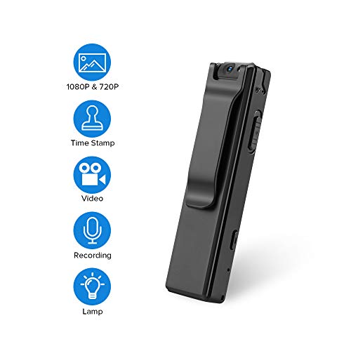 BOBLOV 1080P Mini Body Cameras with Audio Wearable Video Recorder Back Clip Easy to Operate for Teaching/Tour/Lecture/Interview/Baby Monitor Record (without 32G Card)