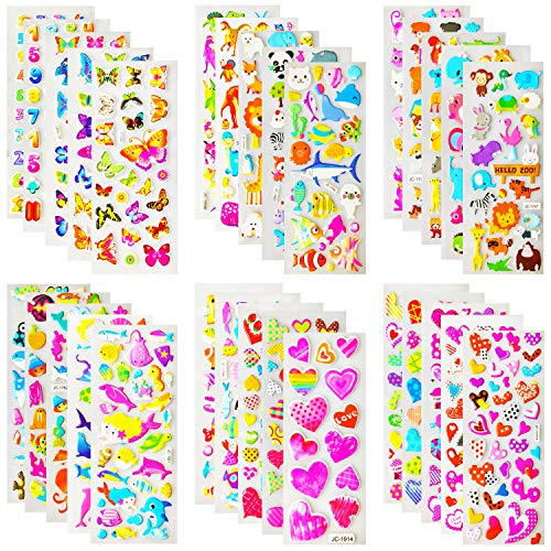 Book Cover Oiuros Kids Stickers (1200 +),Stickers for Kids, Kids Scrapbooking, 40 Different Sheets, Random Including Cute Fish and Animals,Butterflies, Cars, Airplane, Letters, Numbers and More(40 Pack)