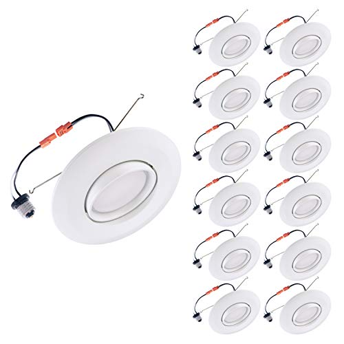 OSTWIN (12 Pack) 6 Inch LED Retrofit Gimbal Downlight, Adjustable Recessed Ceiling Light, Dimmable, Can Installation, 15W (120W Replace.), 1150 Lm, 3000K (Warm White), ETL Listed