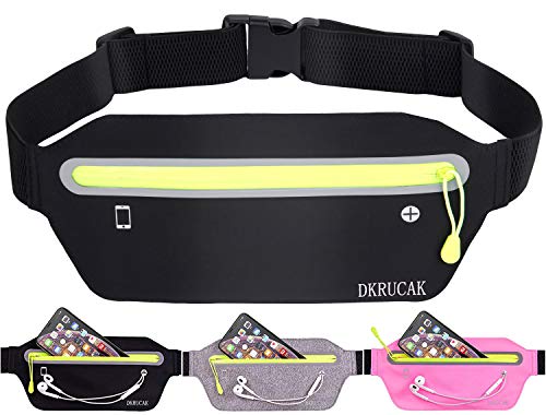 DKRUCAK Slim Running Belt Ultra Light Waist Pouch Fitness Workout Belt Sports Waist Pack Exercise Waist Bag for Women Men Fitness Exercise Marathon Sport Packs