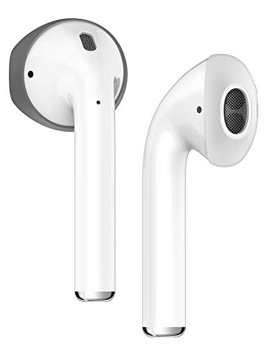 elago AirPods Secure Fit Cover [Dark Grey + White] - [Fit in The Case][2 Pairs Included][Tips Only][Must Watch Installation Video] - for Apple AirPods 1 & 2