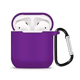 ZALU Compatible for AirPods Case with Keychain, Shockproof Protective Premium Silicone Cover Skin for AirPods Charging Case (AirPods 1, Purple)