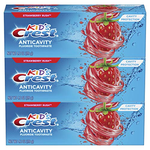 Book Cover Crest Kid's Cavity Protection Fluoride Toothpaste, Strawberry Rush, 3 Count
