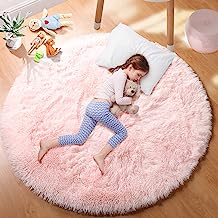 PAGISOFE Super Soft Circle Rugs for Girls Princess Castle Toddlers Play Tent 41â€ Diameter Circular Area Rugs for Kids Bedroom Baby Room Decor Round Shag Playhouse Carpets and Nursery Rugs (Pink)