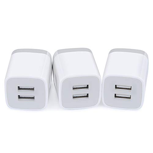 Dual Port USB Wall Charger, NINIBER 3-Pack Charging Block Cube Box Brick Plug Compatible iPhone Xs Max XR 8 X 7 6 4 6S Plus 5 SE 5C iPad iPod Samsung Galaxy S8 Note 8 9 LG V30 V20 G6 G5 Stylo 4 Plus