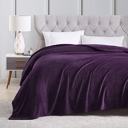 Book Cover EXQ Home Fleece Blanket King Size Purple Throw Blanket for Bed or Couch - Microfiber Fuzzy Flannel Blanket for Adults or Kids