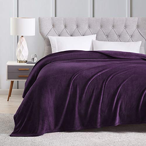 EXQ Home Fleece Blanket King Size Purple Throw Blanket for Bed or Couch - Microfiber Fuzzy Flannel Blanket for Adults or Kids
