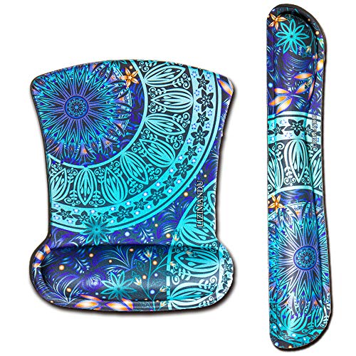 Cheliz Keyboard Wrist Rest Pad and Mouse Wrist Rest Support Mouse Pad - Durable & Comfortable & Lightweight for Easy Typing & Pain Relief-Ergonomic Support(Green Flower)